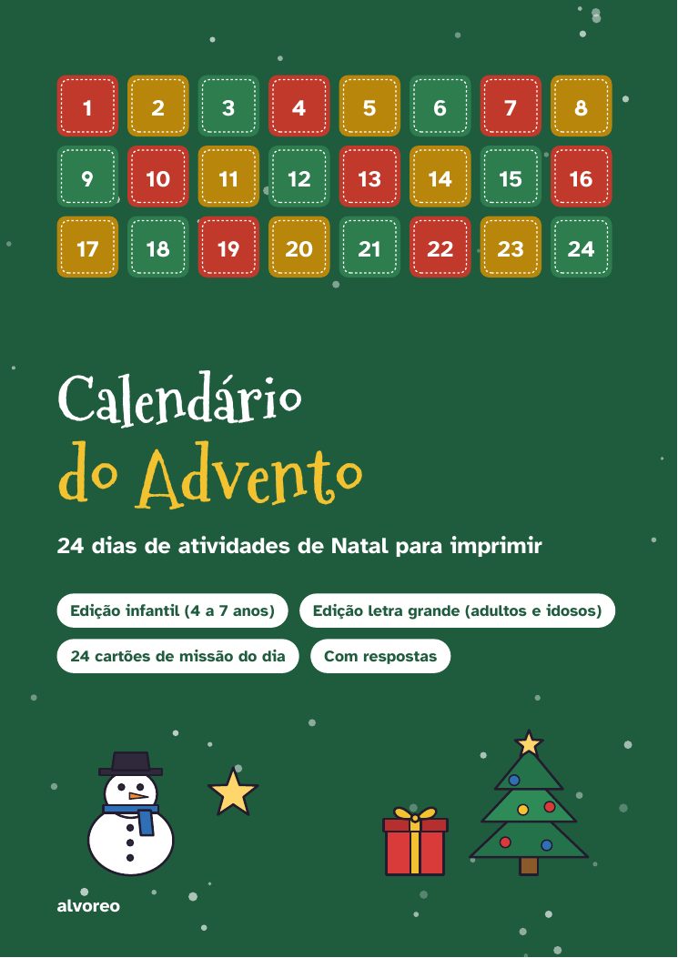 Calendário do Advento: 24 dias de atividades para imprimir