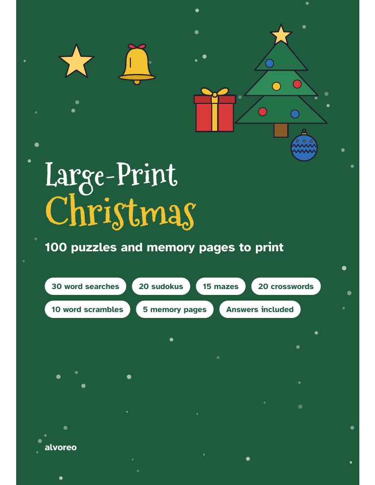 Large-Print Christmas Puzzles: 100 printable activities